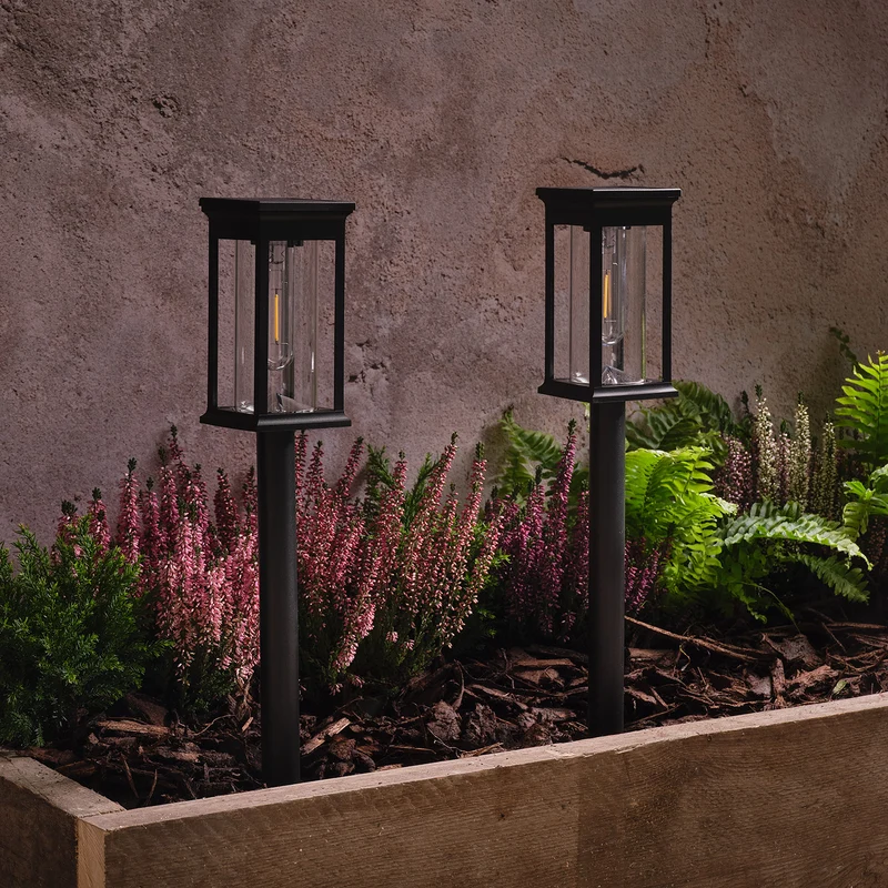 2er-Set "Cragside" Solar-Gartensteckleuchten mit warmweißer LED