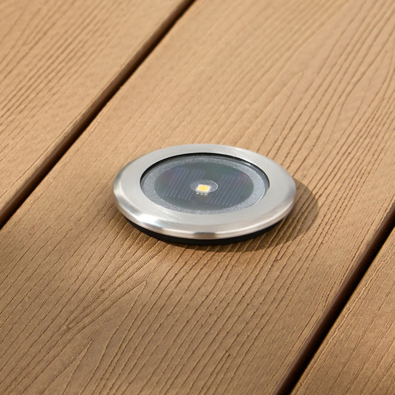 4er Set Solar Terrassen‑Einbaustrahler in Warmweiß, Silber