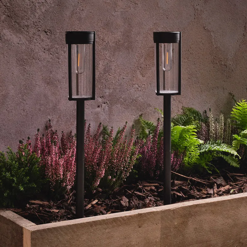 2er Set "Woburn" Solar-Erdspießleuchten mit warmweißen LEDs