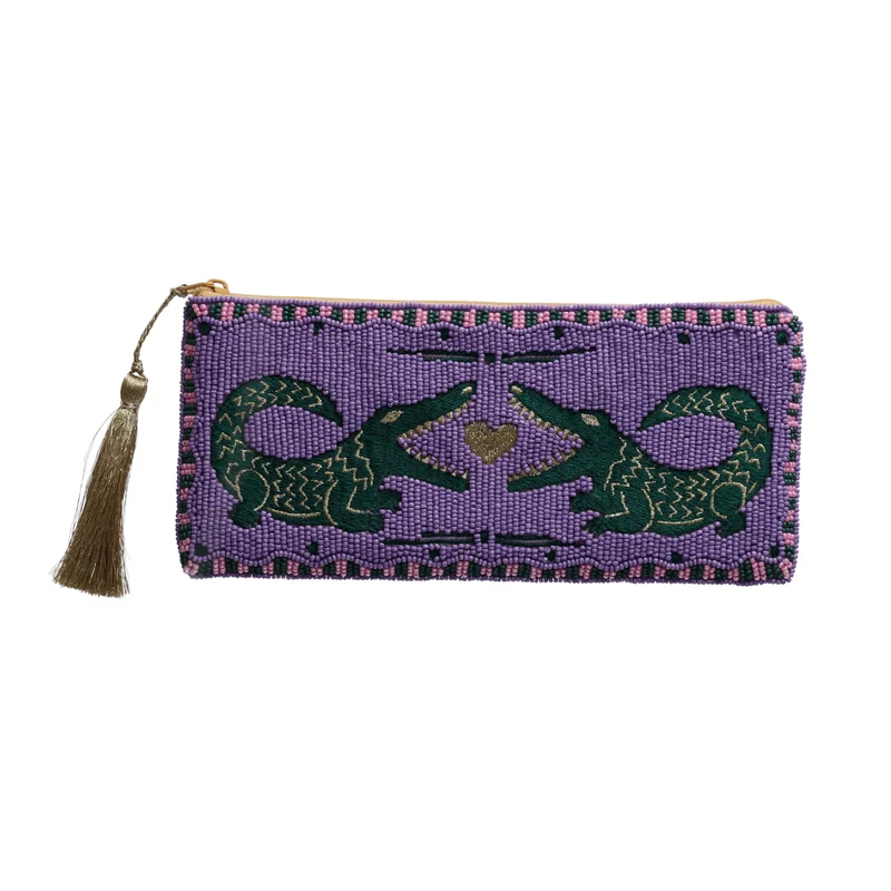 Kosmetiktasche ELODIE L Motiv: Krokodile lila