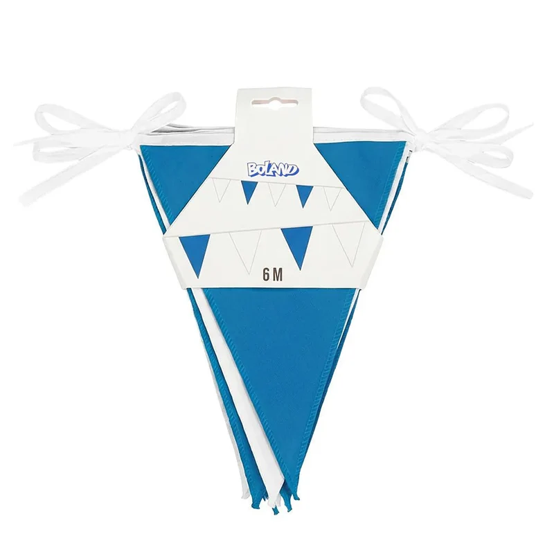 Blau-weiße Polyester-Fahnenkette, 6 m