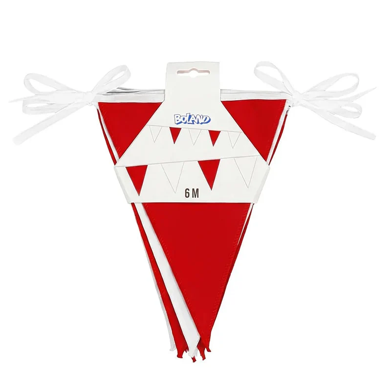 Rot-weiße Polyester-Fahnenkette, 6 m