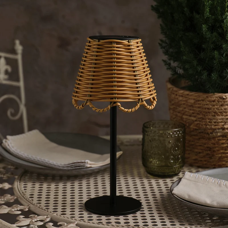 Kurv Solar-Tischlampe im Bambus-Look