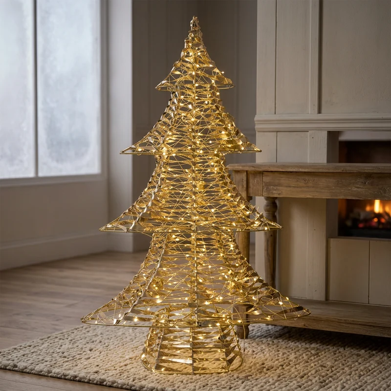 LED Lichterbaum warmweiß - Farbe gold - Höhe 100cm – mit Timer