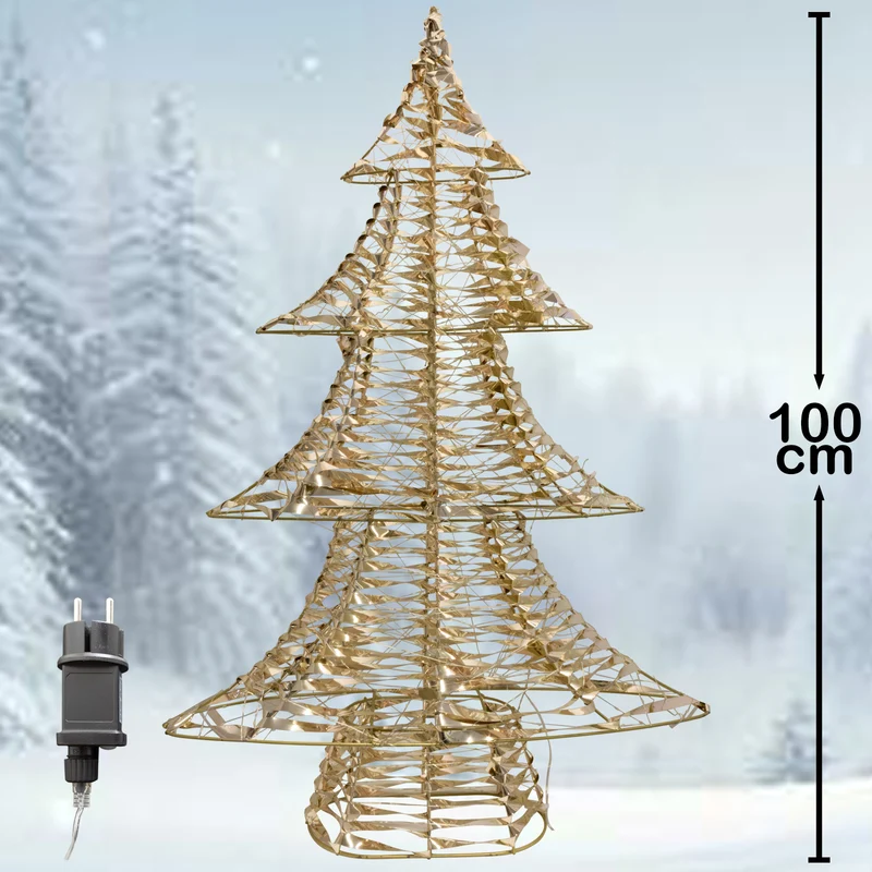 LED Lichterbaum warmweiß - Farbe gold - Höhe 100cm – mit Timer