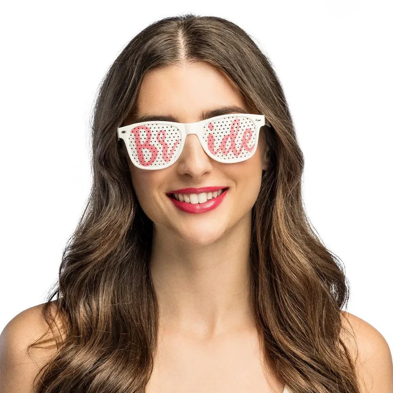 Team Bride Brille Weiß Rosa 3er-Set