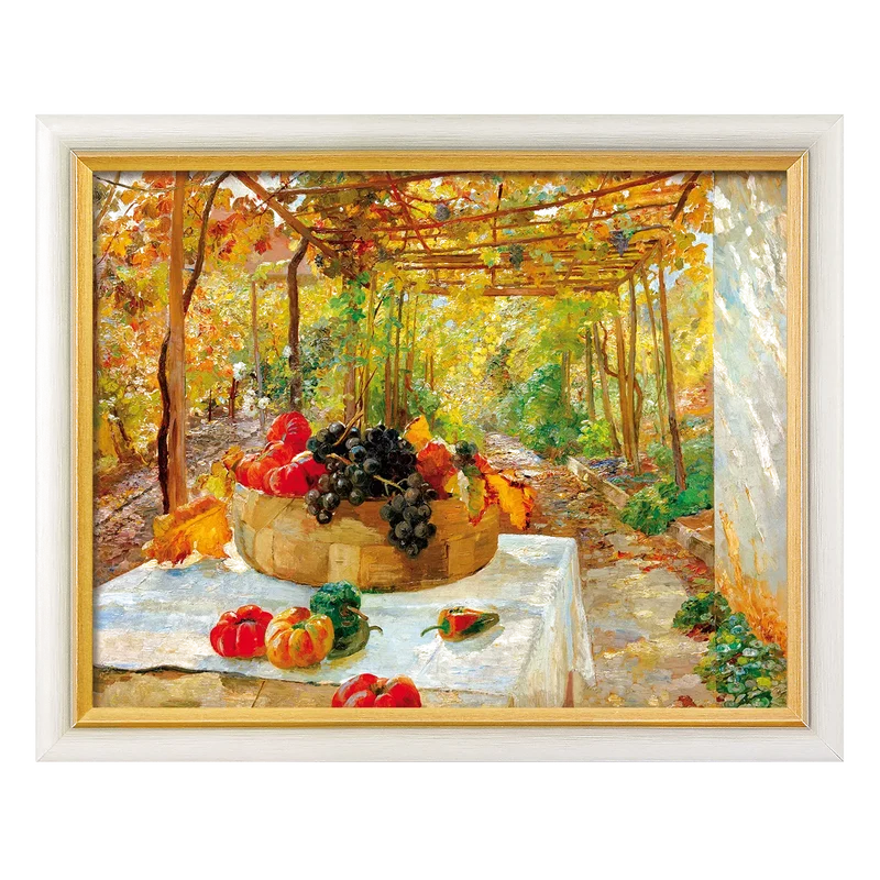 Marie Egner – Bild „In der Pergola" gerahmt