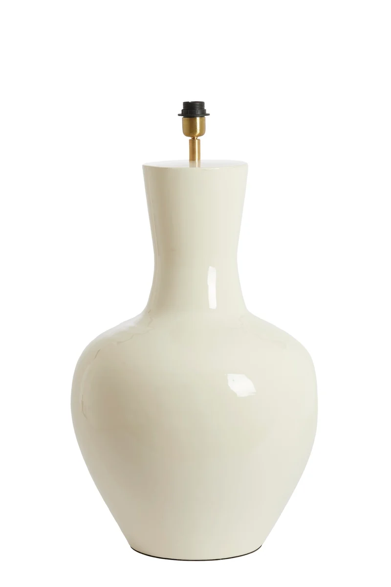 Tischleuchte NANA creme mit Stoffschirm sandfarben rund H125 cm