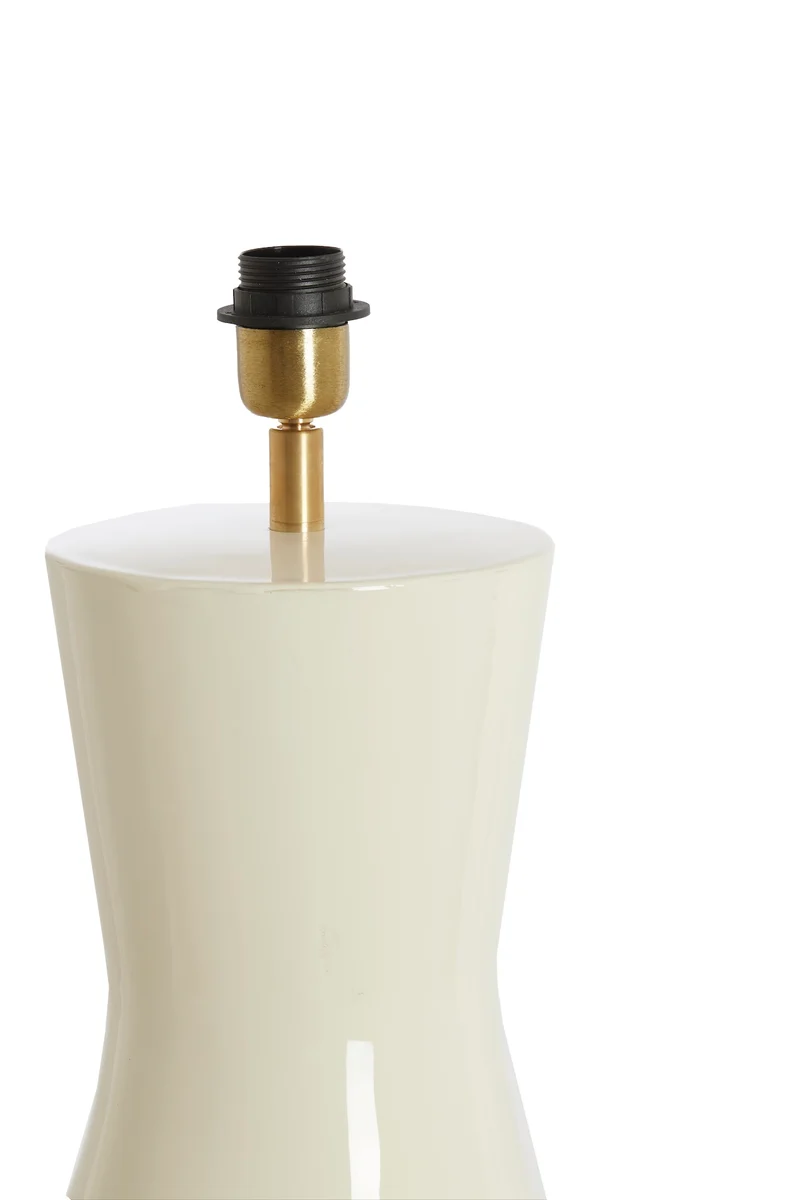 Tischleuchte NANA creme mit Stoffschirm sandfarben rund H125 cm