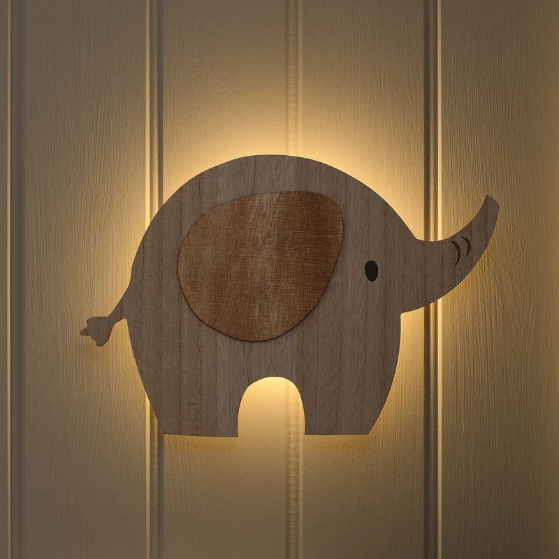 Ernie der Elefant-Wandlampe fürs Kinderzimmer mit Fernbedienung & Timer