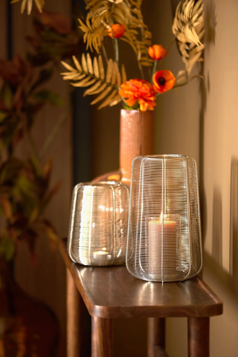 Windlicht ADETA silber 19,5×19,5×30cm