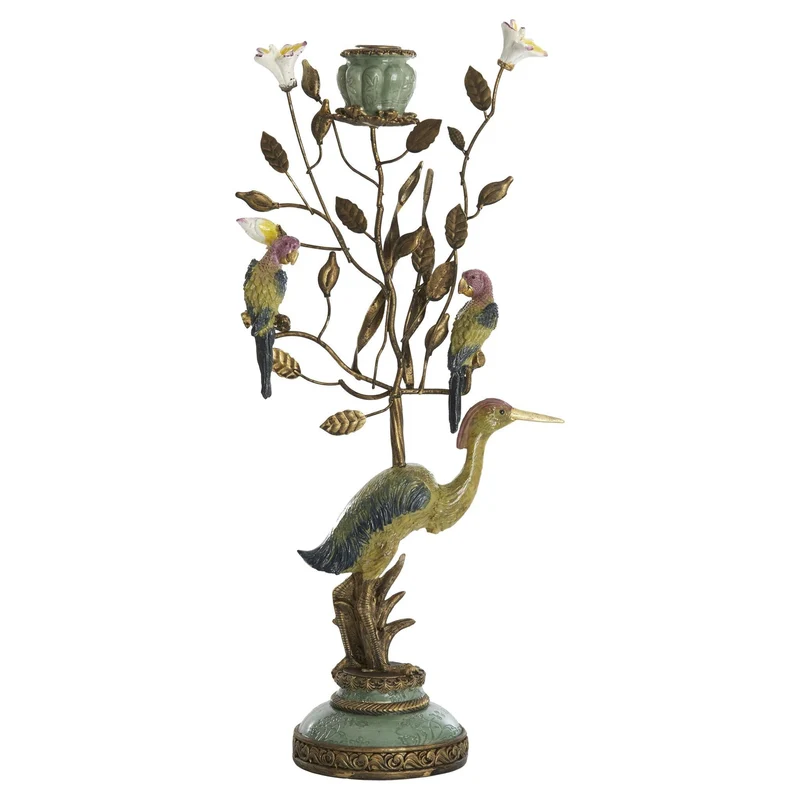 Kerzenständer HERON gelb-rosa-grün+bronze 22×11×44cm