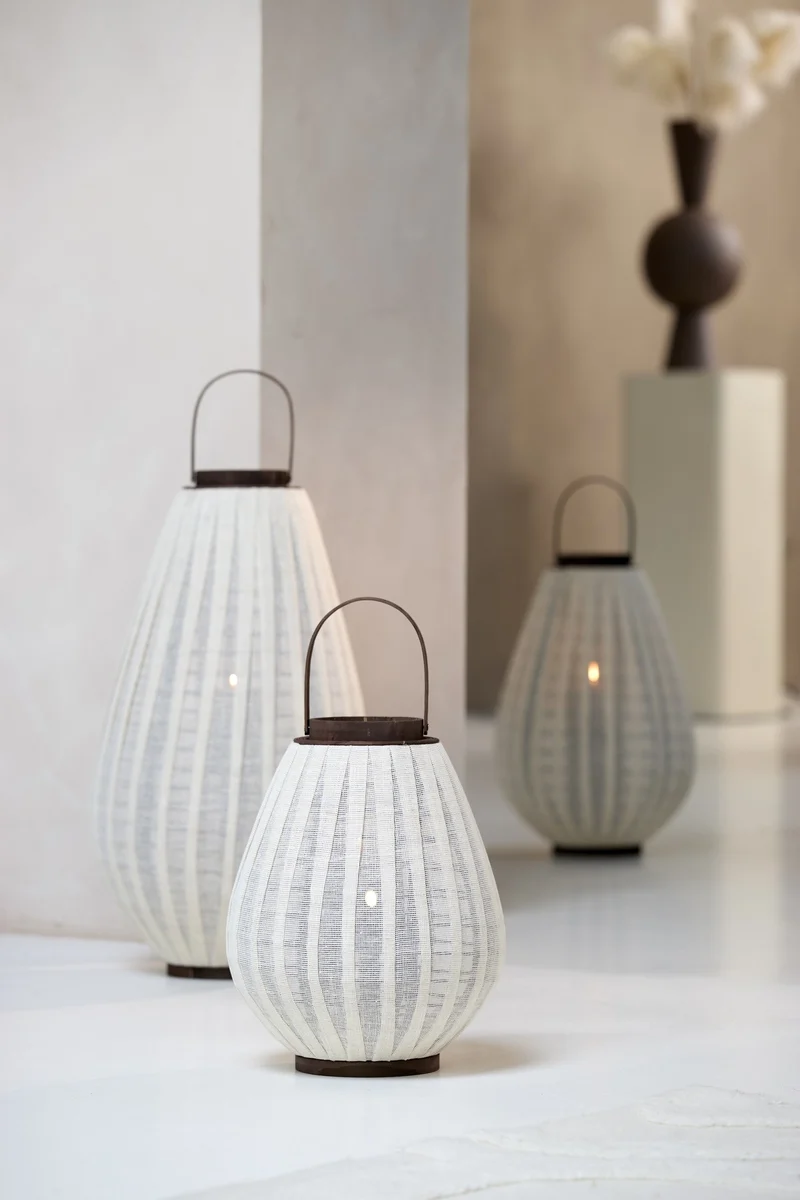 Windlicht DAZIO Leinen naturell 36×36×55cm