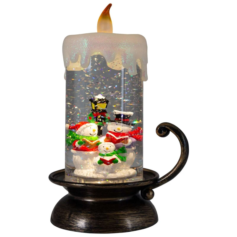 LED Schneelaterne Kerze Schneemann Familie, 22cm