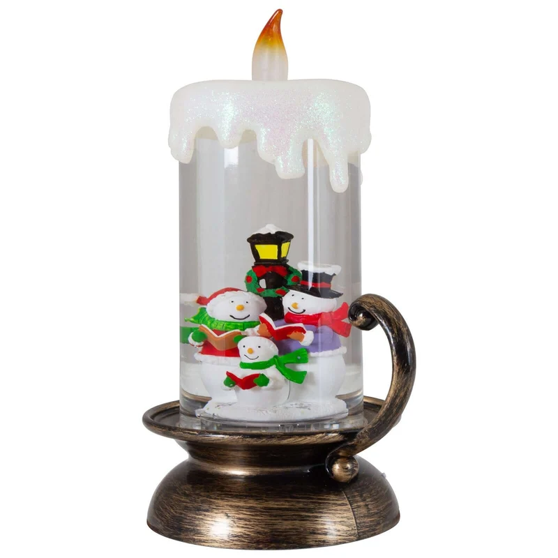 LED Schneelaterne Kerze Schneemann Familie, 22cm