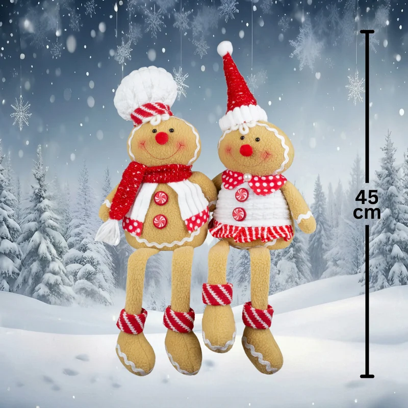 Lebkuchenfiguren Kantenhocker 26cm(45cm) Dekofigur sitzend 2 Designs