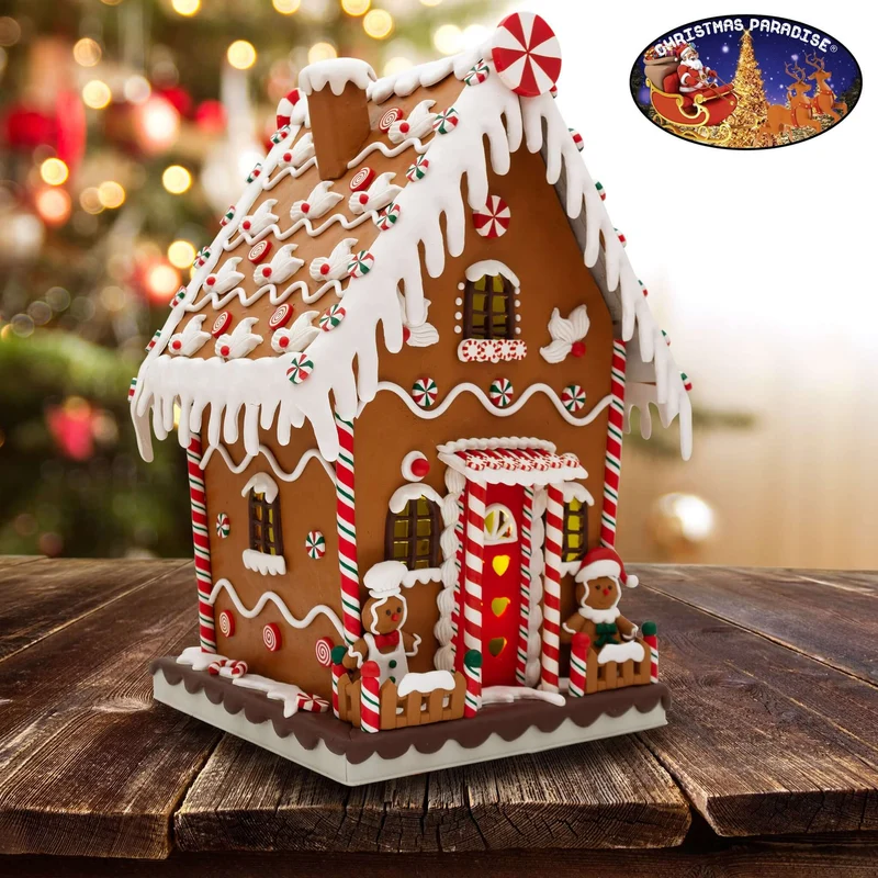 XL LED Lebkuchenhaus 40cm braun