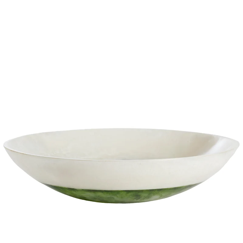 Schale BINANGA Ø34 × 7,5 cm – Weiß & Grün