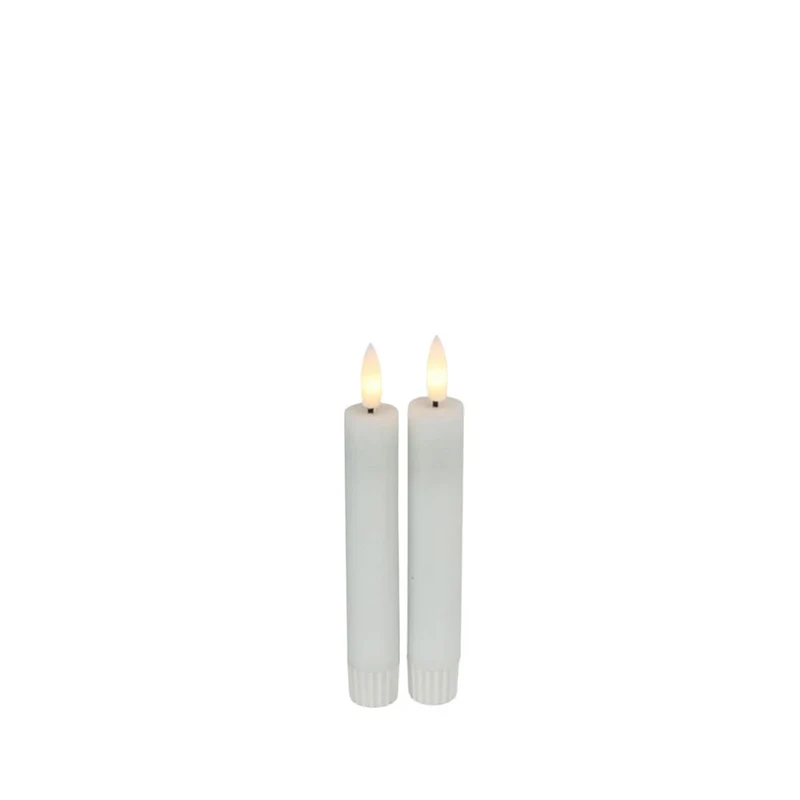 Tafelkerze Rustikal LED S 2St, weiß