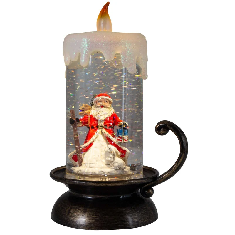 LED Schneelaterne Kerze Weihnachtsmann, 22cm
