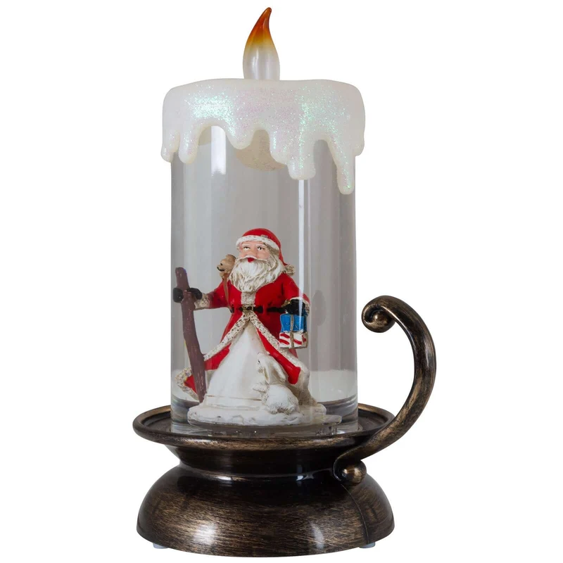 LED Schneelaterne Kerze Weihnachtsmann, 22cm