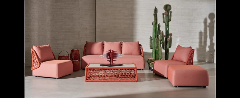 Casa Padrino Luxus Garten Lounge Set Grau 5-teilig 198 x 90 x H. 80 cm - Wetterfest und hochwertig verarbeitet - Moderne Garten Möbel - Luxus Qualität