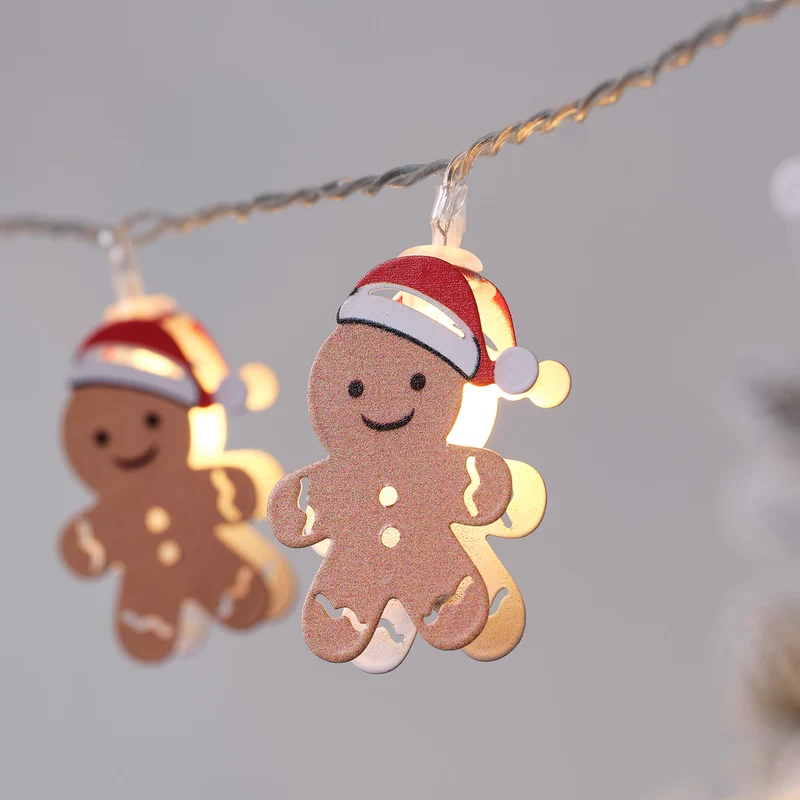 Leuchtende Häuschen & Lichterkette mit Lebkuchenmännchen