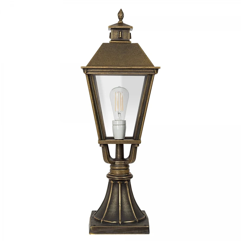 Casa Padrino Jugendstil Sockelleuchte 24 x 24 x H. 70 cm - Bronze - Nostalgische Wetterfeste Außenleuchte