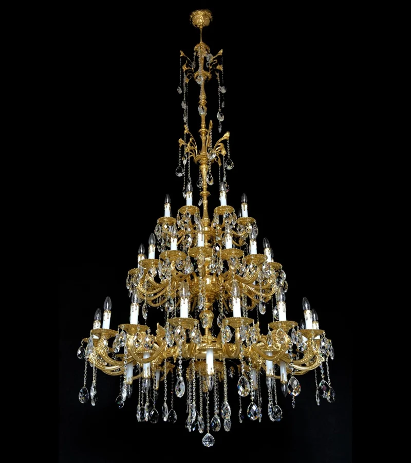 Casa Padrino Luxus Barock Kristall Kronleuchter Gold Ø 120 x H. 250 cm - Prunkvolle Messing Kronleuchter mit böhmischem Kristallglas - Barock Möbel - Edel & Prunkvoll