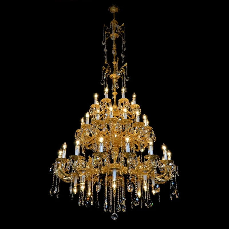Casa Padrino Luxus Barock Kristall Kronleuchter Gold Ø 120 x H. 250 cm - Prunkvolle Messing Kronleuchter mit böhmischem Kristallglas - Barock Möbel - Edel & Prunkvoll