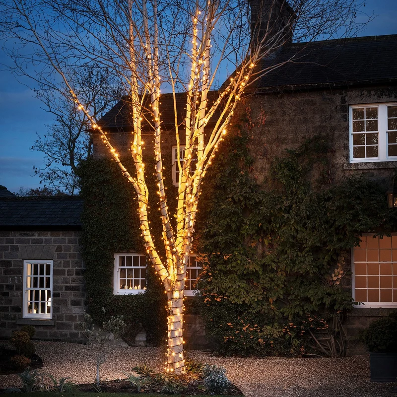 Pro Connect IP67, 55m 550er LED Lichterkette gold warmweiß koppelbar schwarzes Kabel