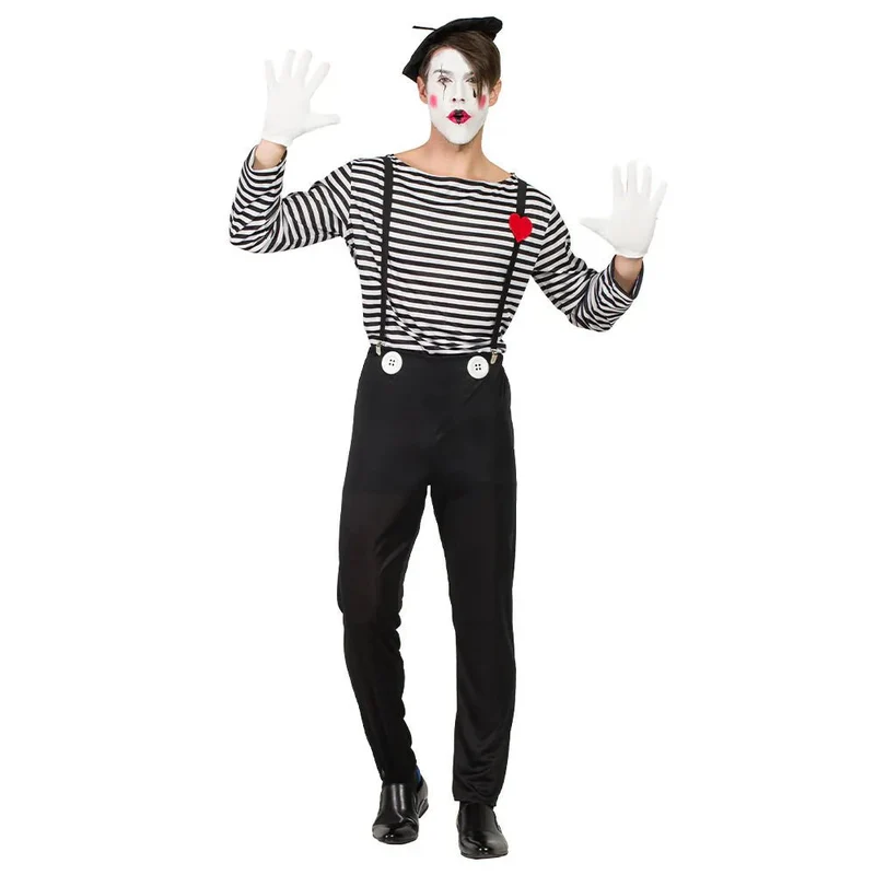 Mime-Kostüm Schwarz-Weiß