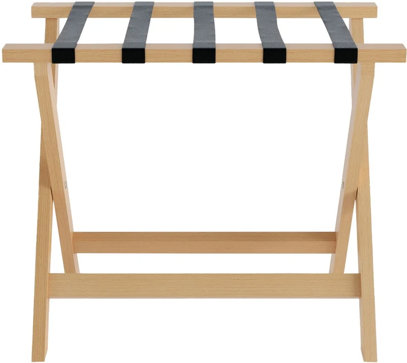 Casa Padrino Luxus Kofferständer Gepäckablage aus Buchenholz mit Textilgurten in Naturfarben / Anthrazit 70 x 41 x H. 61 cm