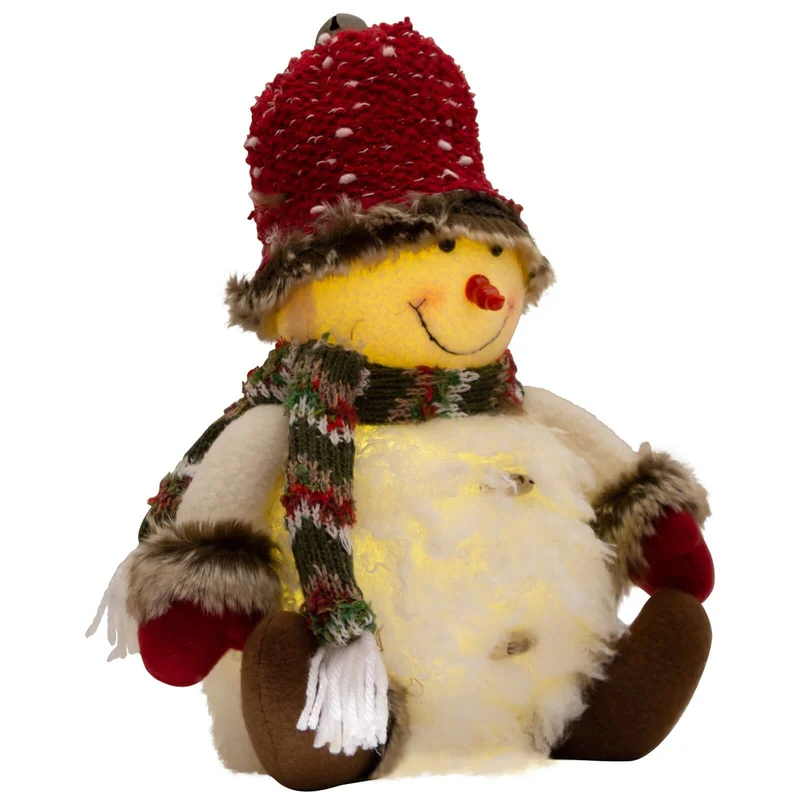 Dekofigur Schneemann mit LED 30cm (49cm), sitzend, 2 Stück