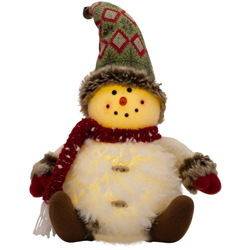 Dekofigur Schneemann mit LED 30cm (49cm), sitzend, 2 Stück