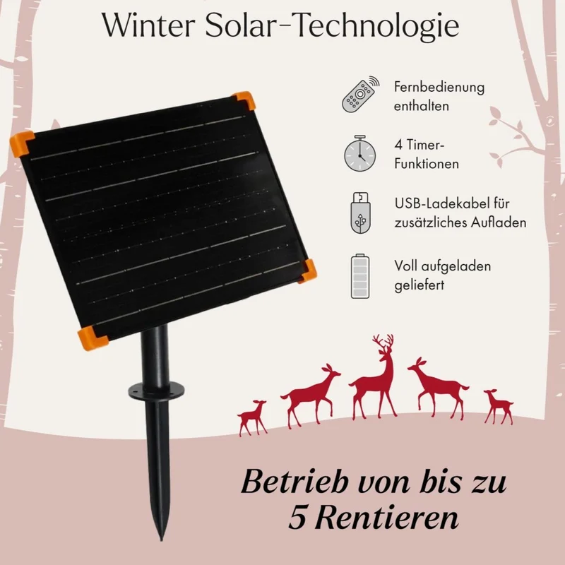 2er Set Solar-LED-Rentiere Hirschkuh & Rehkitz M Swinsty