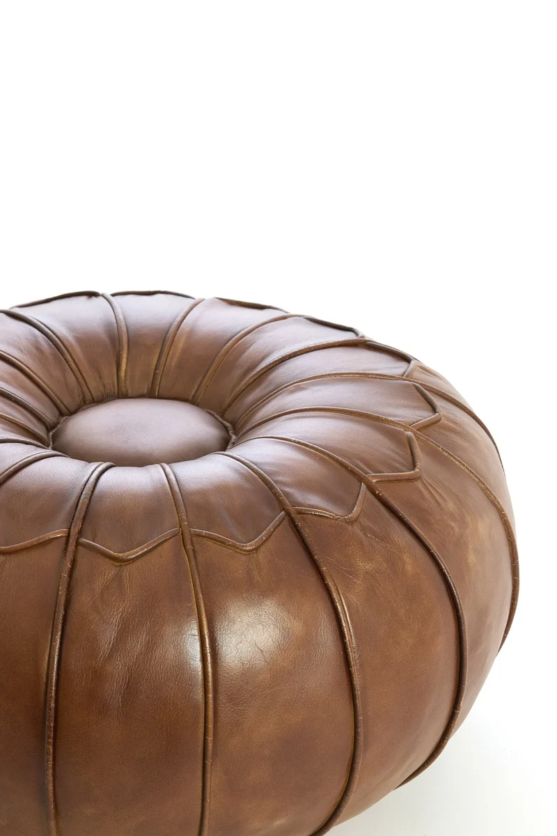 Leder Sitzpouf CALIMA braun ø58 cm