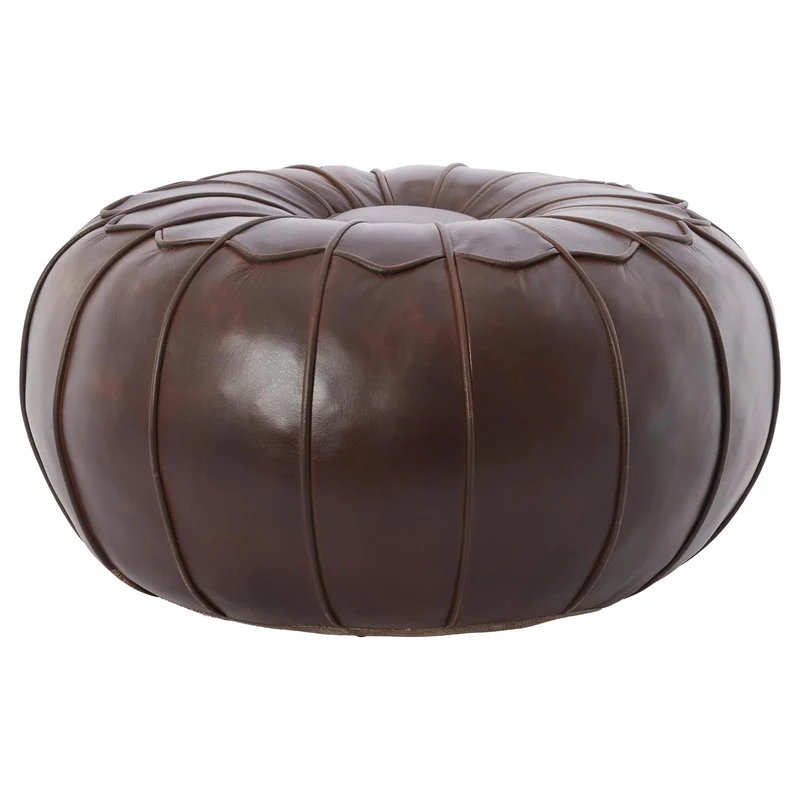 Leder Sitzpouf CALIMA dunkelbraun ø58 cm