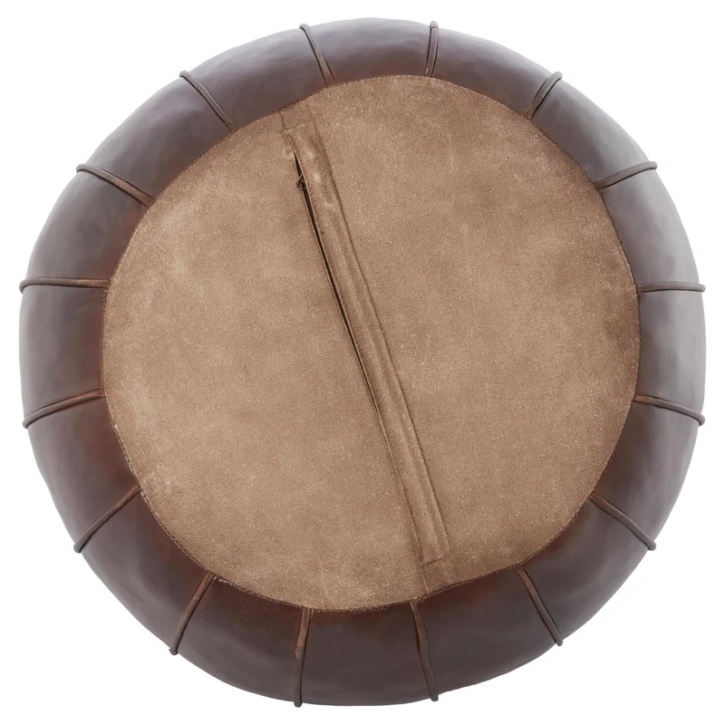 Leder Sitzpouf CALIMA dunkelbraun ø58 cm