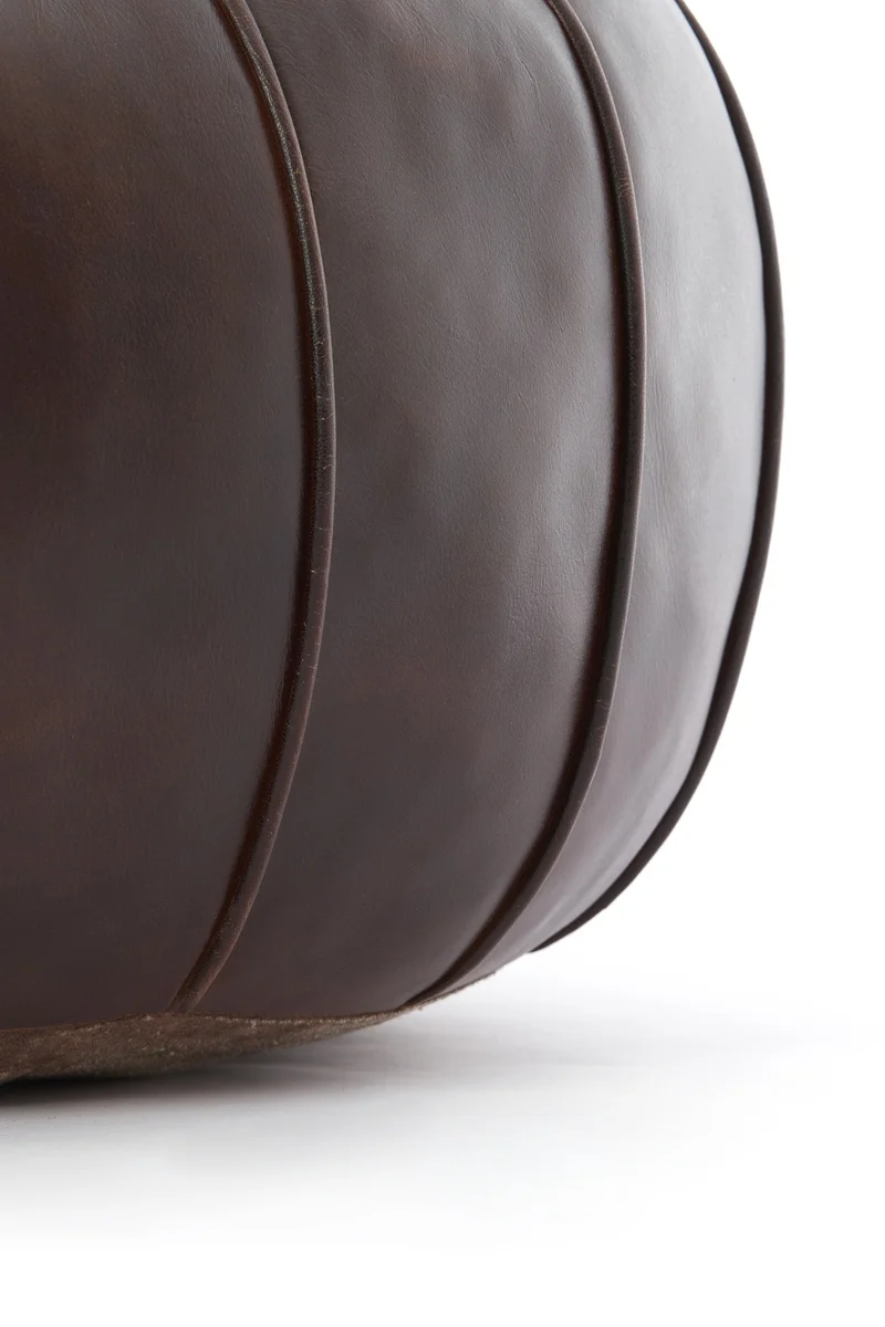 Leder Sitzpouf CALIMA dunkelbraun ø58 cm