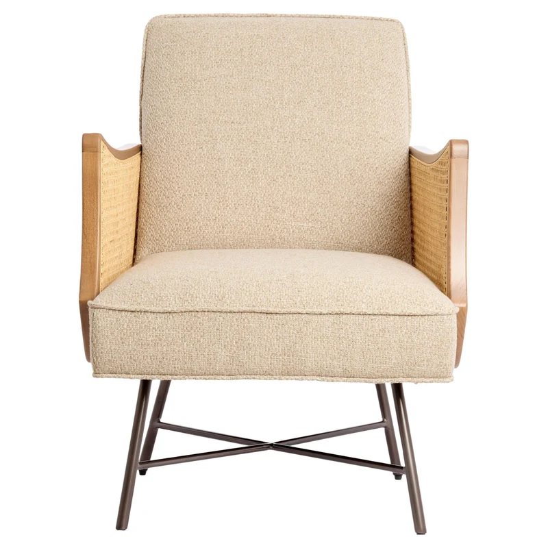 Loungesessel FIORA beige mit Rattangeflecht