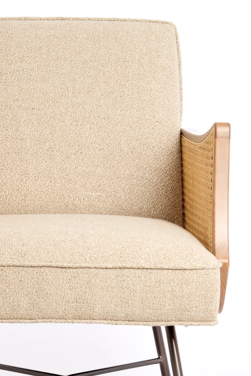 Loungesessel FIORA beige mit Rattangeflecht