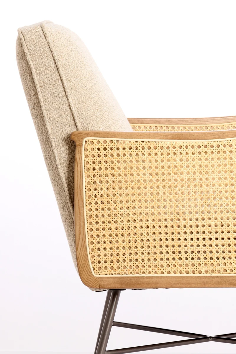 Loungesessel FIORA beige mit Rattangeflecht