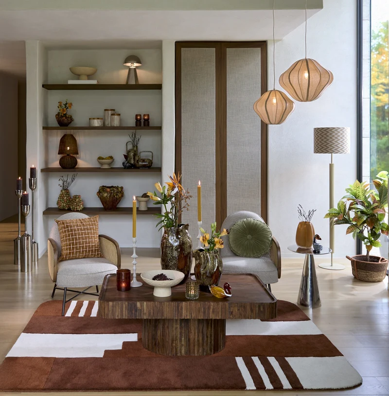 Loungesessel FIENNE beige mit Rattangeflecht