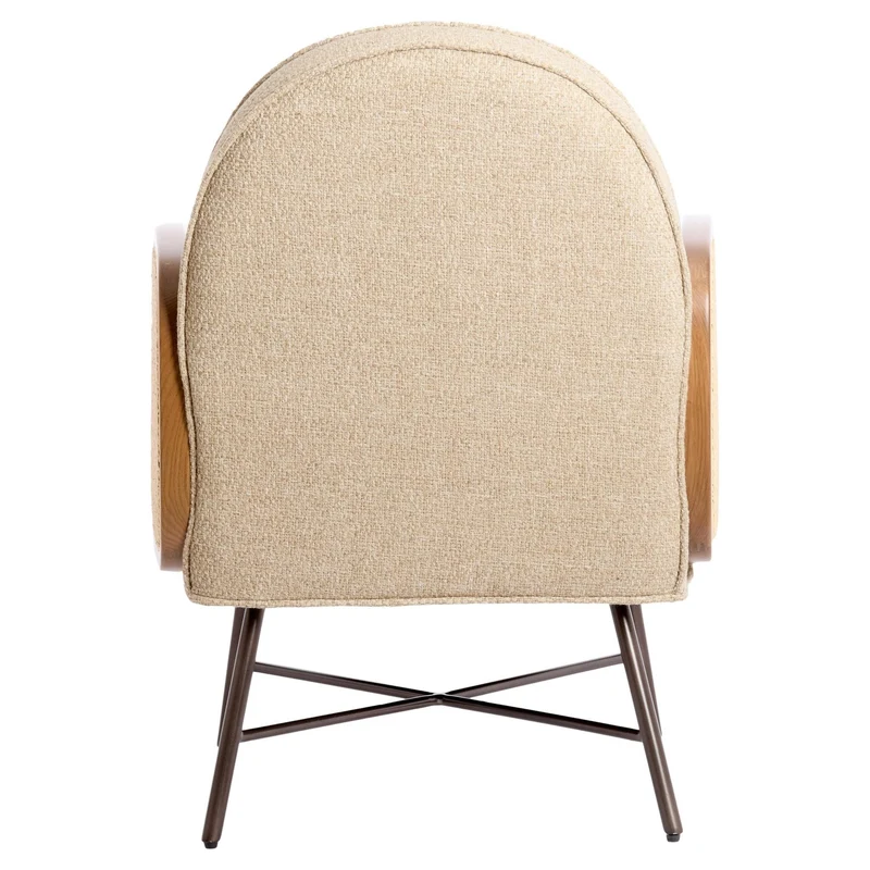 Loungesessel FIENNE beige mit Rattangeflecht