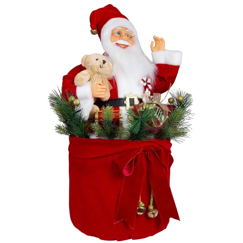 Weihnachtsmann 60cm im Sack mit LED + Musik