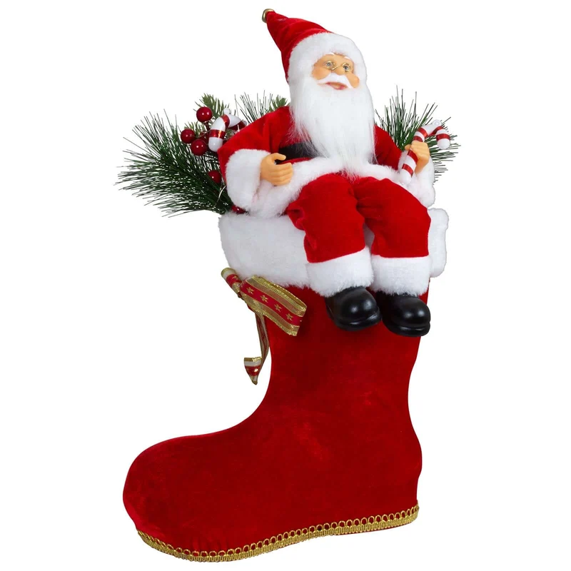 Weihnachtsmann 45cm im Stiefel mit LED