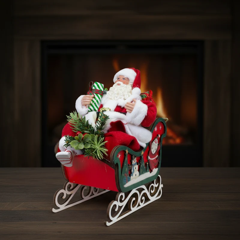 Weihnachtsmann im Schlitten 28cm