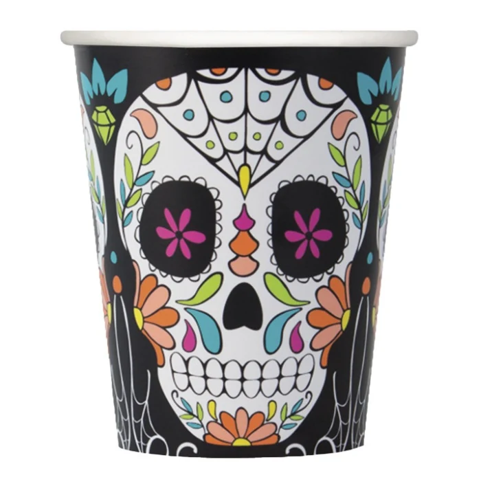 „Day of the Dead“ Pappbecher 266 ml, 8 Stück