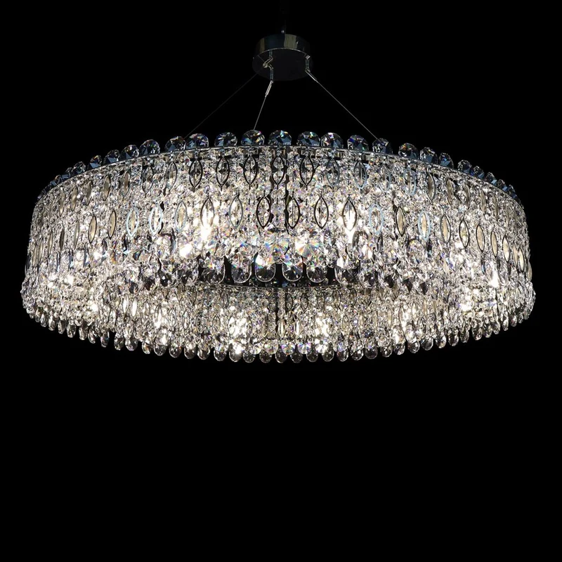 Casa Padrino Luxus Kristall Deckenleuchte Silber Ø 90 x H. 20 cm - Prunkvolle Messing Deckenleuchte mit böhmischem Kristallglas - Barock Möbel - Edel & Prunkvoll
